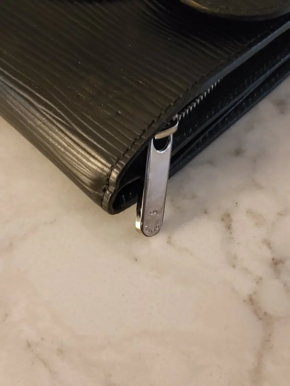 Like New Louis Vuitton Epi Leather and Silver Black Wallet with COA
